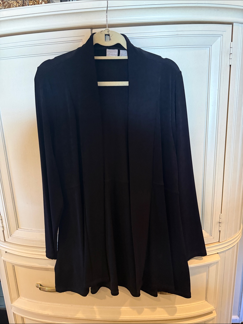 Chico's Black Open-Front Lightweight Cardigan